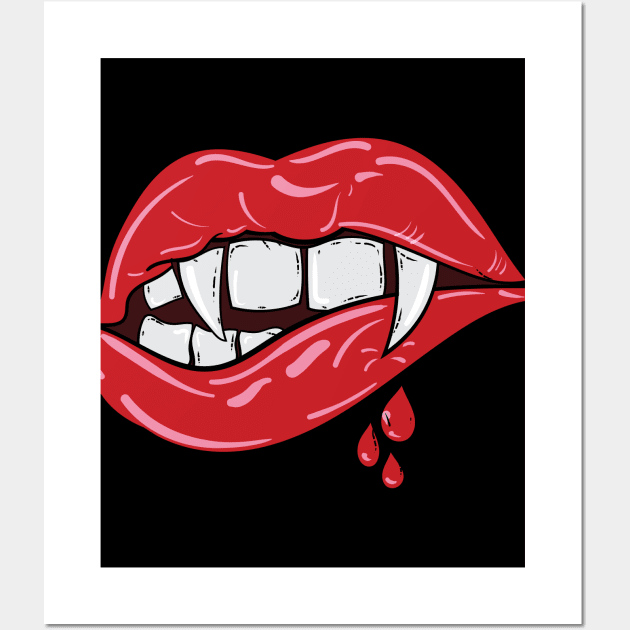 Bite My Lip - Sexy Vampire Lips Wall Art by Vector Deluxe